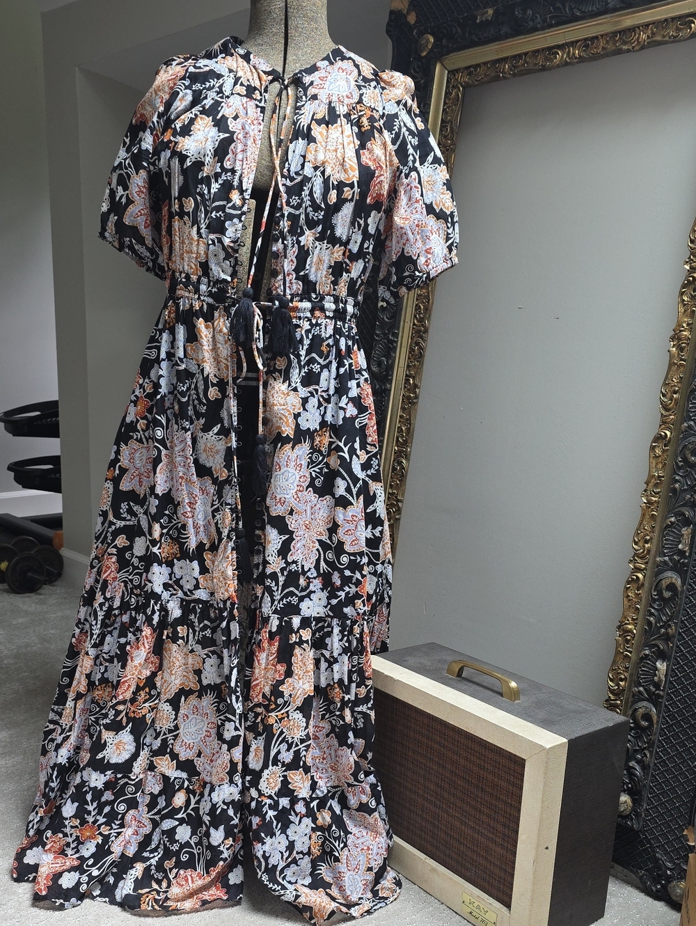 Elam Black, Peach & Blue Dress Or Duster, Size M